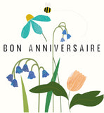 Posie - anniversaire fleurs bleues et tulipe