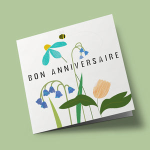 Posie - anniversaire fleurs bleues et tulipe