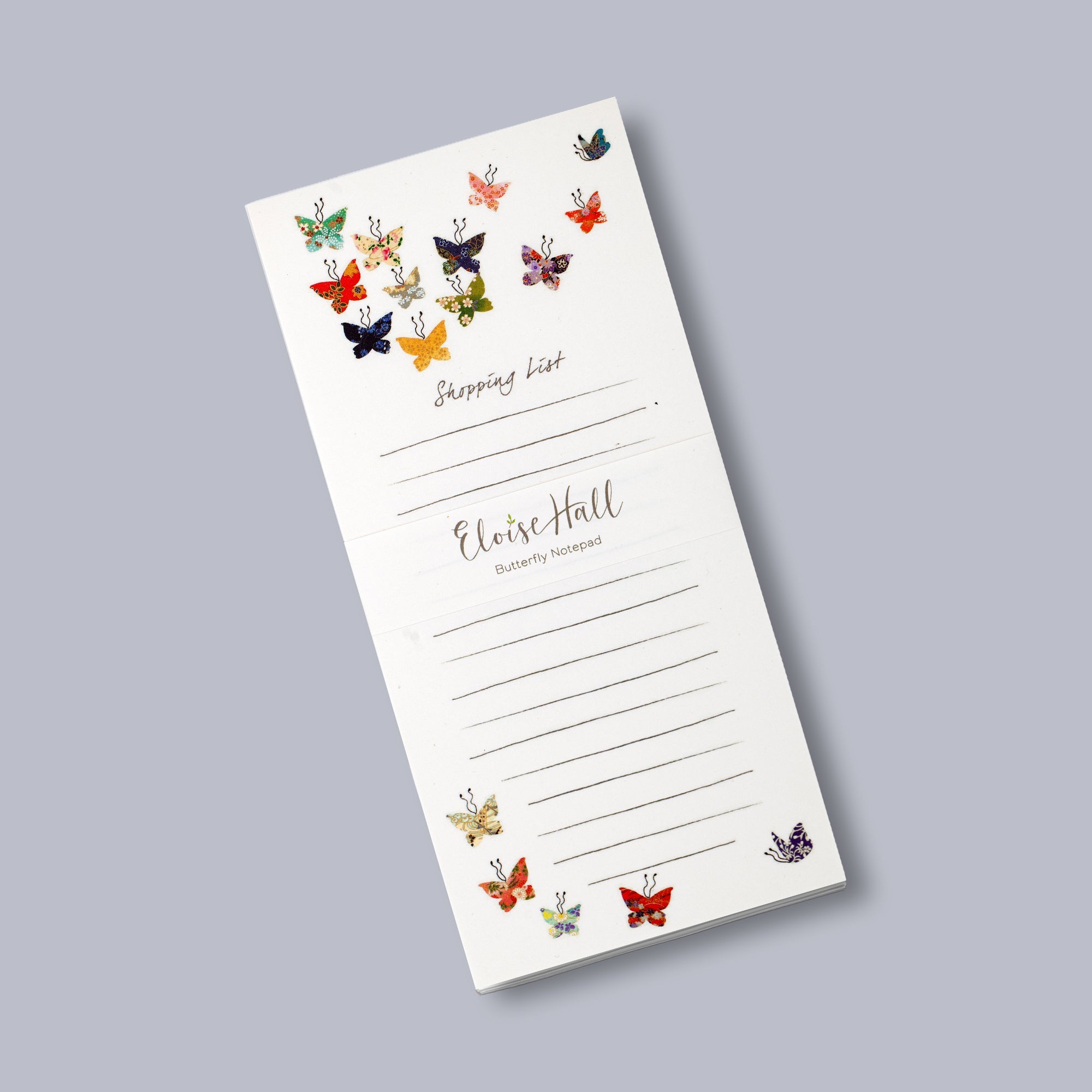 Notepad - 'Shopping list' avec des papillons