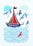 Carte découpée - Bateau et oiseaux