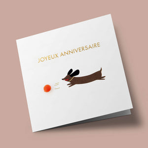 Pompon - joyeux anniversaire, chien saucisse