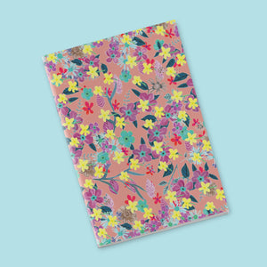 Petit carnet - Petites fleurs sur fond rose