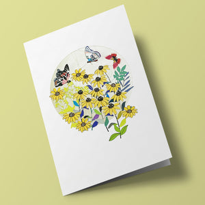Carte découpée - Fleurs et papillons