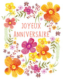 Plantable Card - "Joyeux anniversaire" - Orange and Pink Flowers