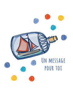 Plantable Card - "Un message pour toi" - Boat in a bottle