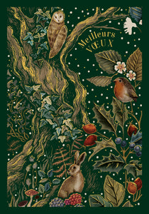 Country Christmas - wooden animals, on dark green background