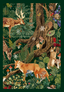 Country Christmas - wooden animals, on dark green background