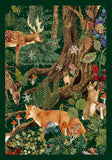 Country Christmas - wooden animals, on dark green background